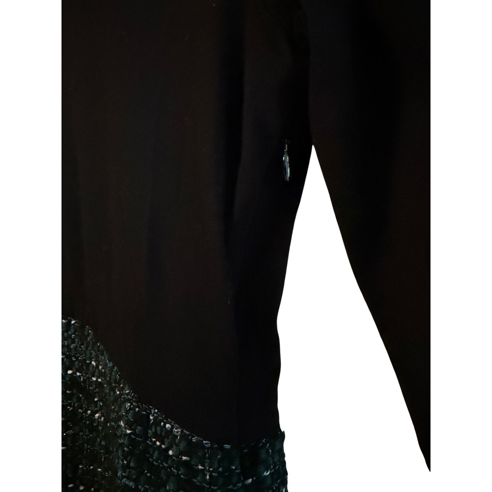 Maje Rizelda Black Green Tweed Mixed Media Dress 3/4 Sleeve Size 34 XS - Picture 5 of 9